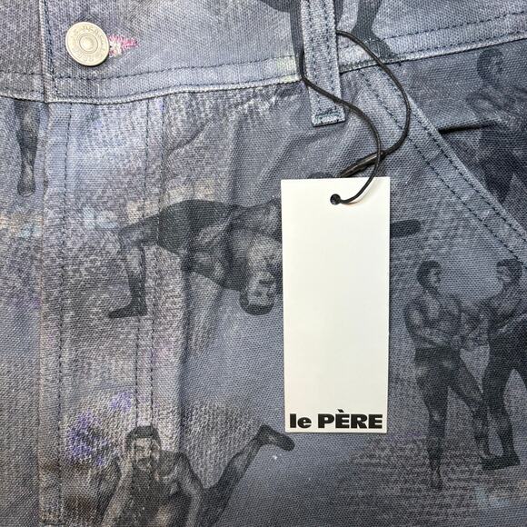le PÈRE Painter's Trouser 34 x 30 Tap Out Ink Wrestling AOP Graphic Jeans NWT - Picture 5 of 8